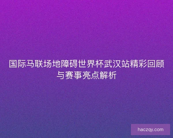 国际马联场地障碍世界杯武汉站精彩回顾与赛事亮点解析