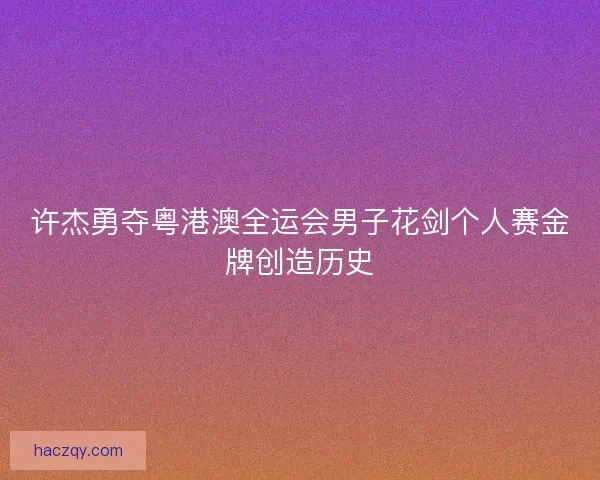许杰勇夺粤港澳全运会男子花剑个人赛金牌创造历史