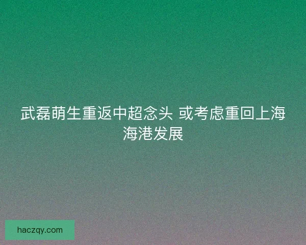 武磊萌生重返中超念头 或考虑重回上海海港发展 武磊萌生重返中超念头 或考虑重回上海海港发展