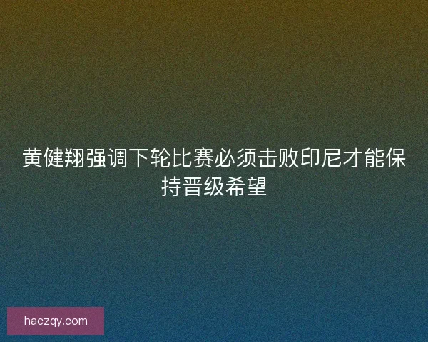 黄健翔强调下轮比赛必须击败印尼才能保持晋级希望