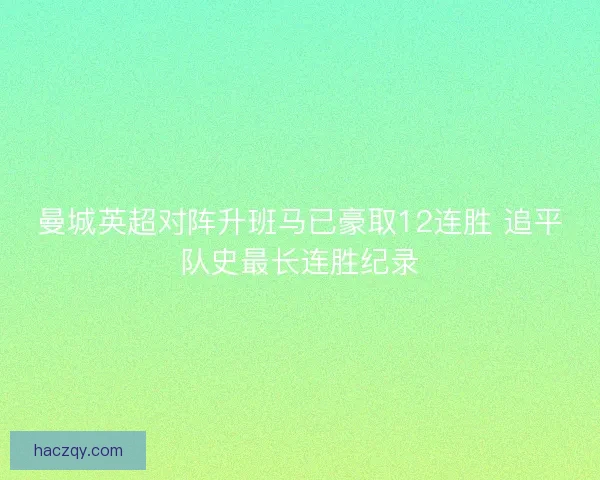 曼城英超对阵升班马已豪取12连胜 追平队史最长连胜纪录 曼城英超对阵升班马已豪取12连胜 追平队史最长连胜纪录